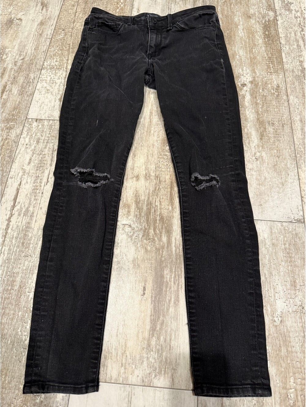 Abercrombie Harper Super Skinny Jeans 24 Black Distressed